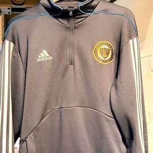 Adidas Philadelphia Union 1/4 zip navy Blue and White Men's jumper.